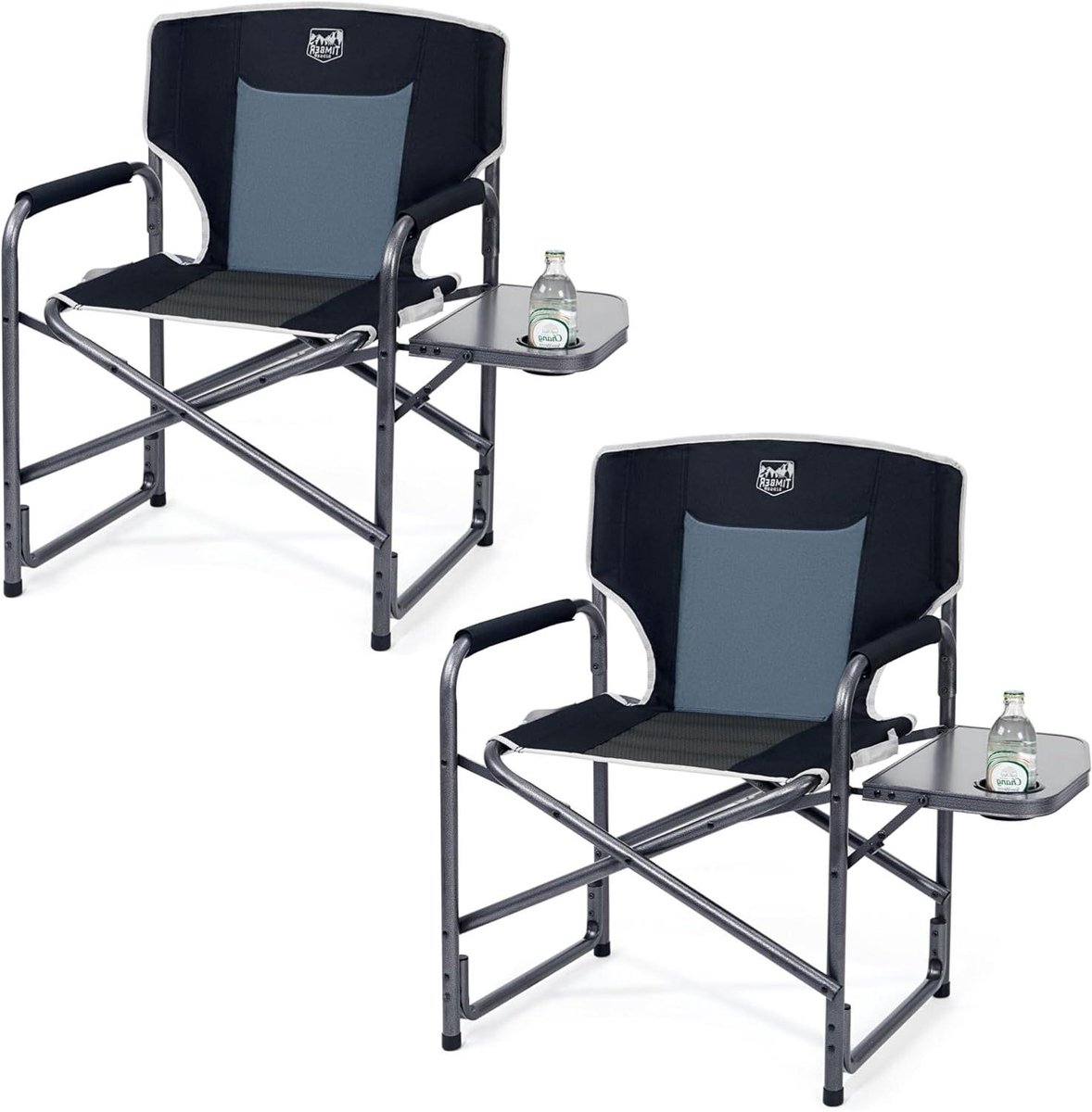 Inklapbare aluminium bestuurdersstoel voor camping en camping belastbaar tot 135 kg met bijzettafel.