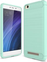 Shop4 - Xiaomi Redmi 4A Hoesje - Zachte Back Case Brushed Carbon Mint Groen