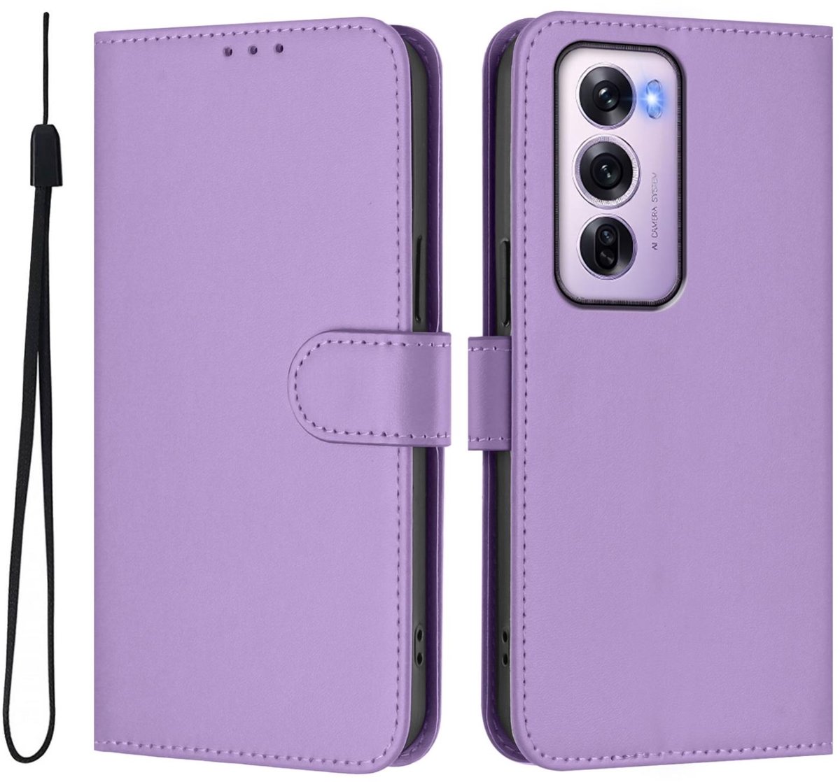 Mobigear Telefoonhoesje geschikt voor OPPO Reno 12 Pro Hoesje | Mobigear Urban Wallet Bookcase Portemonnee | Pasjeshouder voor 3 Pasjes | Telefoonhoesje voor Pinpas / OV Kaart / Rijbewijs - Paars