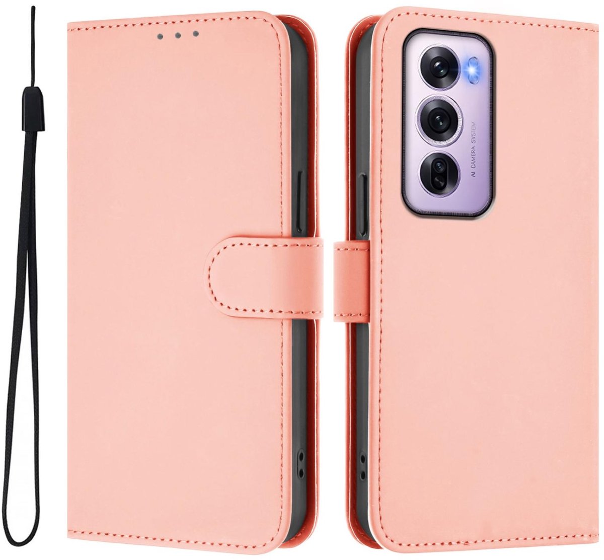 Mobigear Telefoonhoesje geschikt voor OPPO Reno 12 Pro Hoesje | Mobigear Urban Wallet Bookcase Portemonnee | Pasjeshouder voor 3 Pasjes | Telefoonhoesje voor Pinpas / OV Kaart / Rijbewijs - Roze