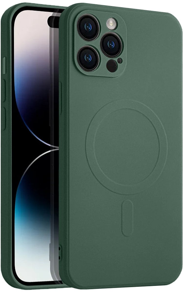 Casify Siliconen Hoesje geschikt voor MagSafe iPhone 12 Pro Max Hoesje - Legergroen