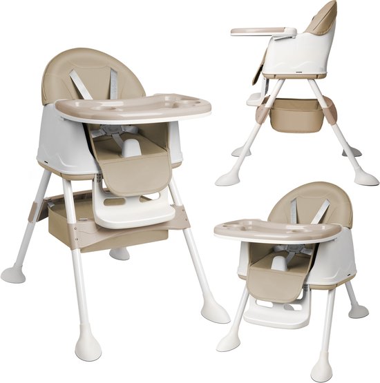 Babystoel - Kinderstoel Kinderhoogstoel - Verstelbare Hoogstoel voor Baby’s - Essstoel in Beige van Apace Living — afbeelding 2