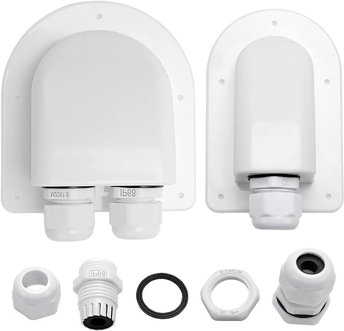 Waterdichte Zonne Kabelinvoerwartel Enkele en Dubbele Gaten ABS IP68 Waterbeschermende Kabelgoot voor Zonnepanelen van Campers Caravans Boten voor Kabel 6-12 mm - Set van 2 stuks
