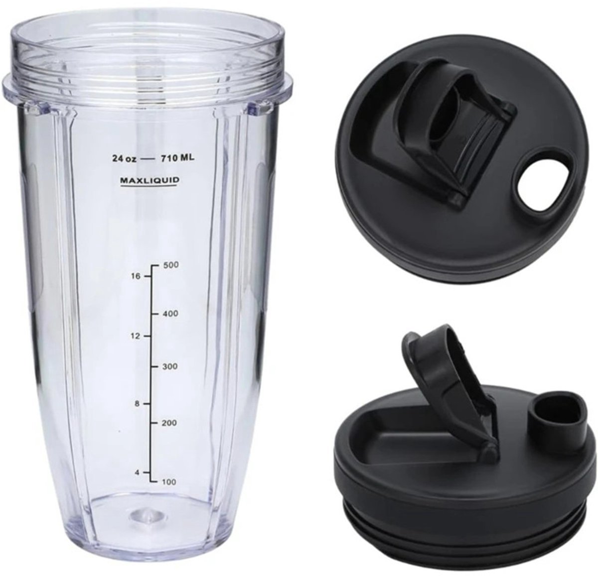 24OZ 710ml Vervangende onderdelen voor blender - 24 oz beker - Geschikt voor Nutri Ninja BL480 1500W(2 bekers, 2 deksels, 1 basis) – foto 5