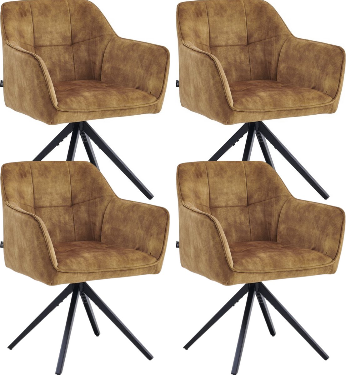 Colenis Pearl Eetkamerstoel - Set Van 4 - Okergeel - Adoré Velvet - Industrieel