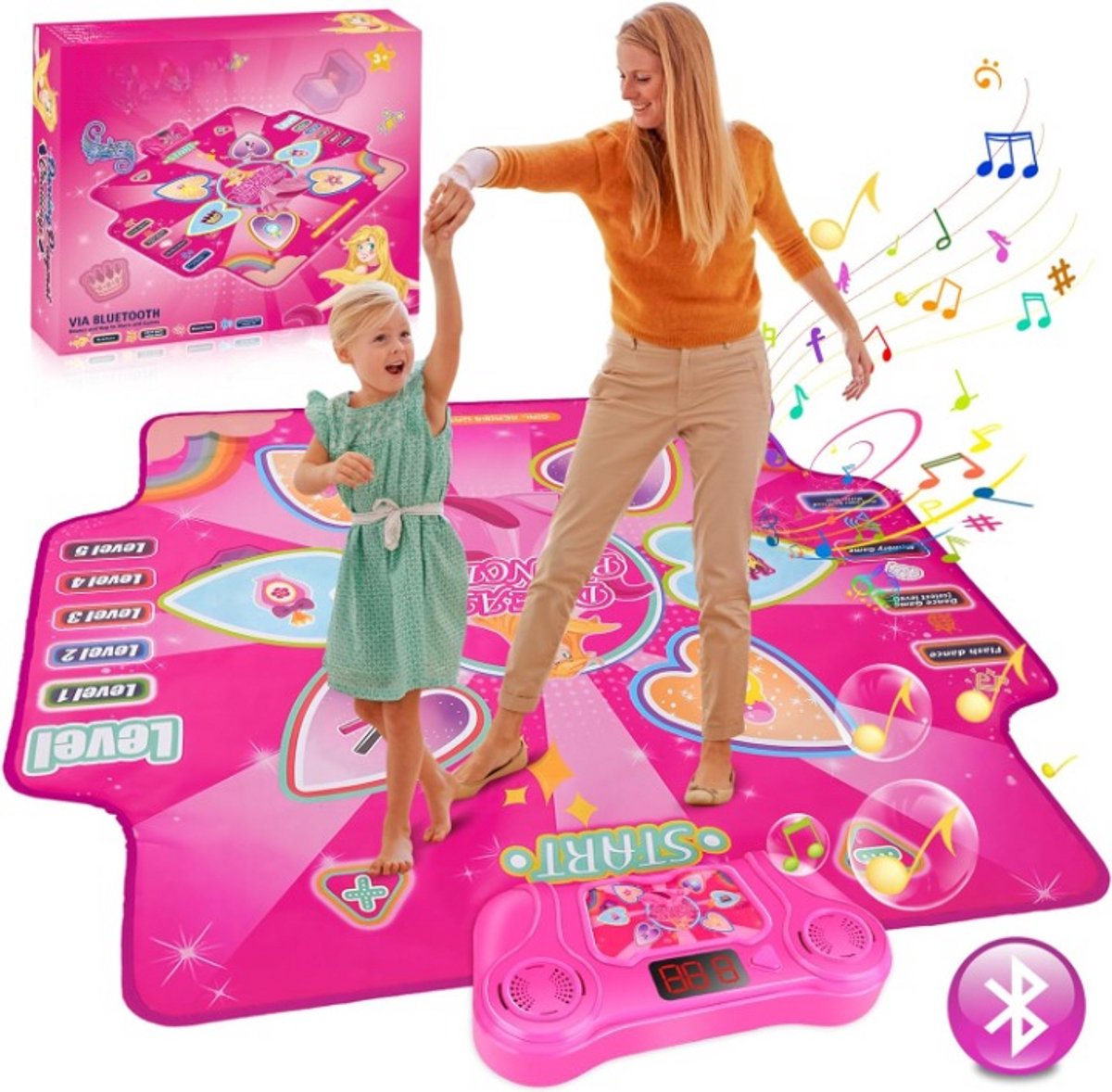 Interactieve Dansmat - Muziekspel - Muziekmat - Dansmat voor Meisjes - Kindereneren - Muziek en Dansspel - met Bluetooth - voor Meisjes vanaf 4-12 jaar - voor Buiten - Binnen