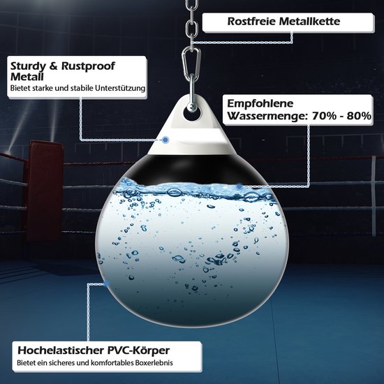 COSTWAY Waterbokszak, diameter 45 cm/55 cm, 50 kg/80 kg, bokszak met