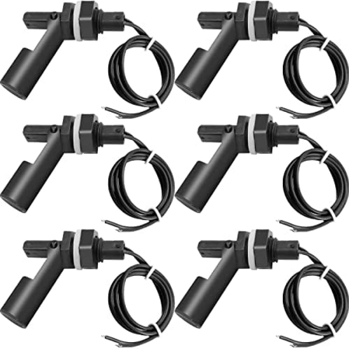 PolkaHome Vlotterschakelaar, Waterniveausensor voor Aquarium, Hydrocultuur en Zwembad, Zwart, 6 stuks