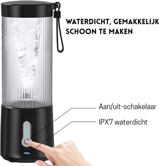 Intelectro Mini Blender To-Go - Draagbare Blender - Krachtig, Draadloos en Veilig in Gebruik! - Perfect voor Smoothies, Shakes, Sappen en Meer! - 530ml - 150W - zwart - Levering sneller dan Aangegeven! van Merkloos — afbeelding 2