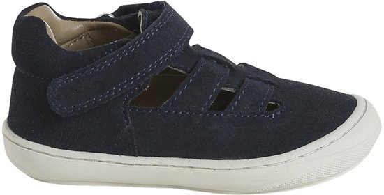 Babysandalen met klittenbandsluiting van leer voor de eerste stapjes marineblauw