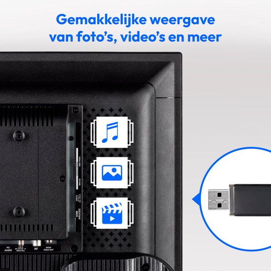 MEDION Full HD TV 59,9 cm (24 inch) (perfect voor camping, camper, vrachtwagen, tuin, 12V auto-adapter, triple tuner, HDMI, USB), MD824000, zwart