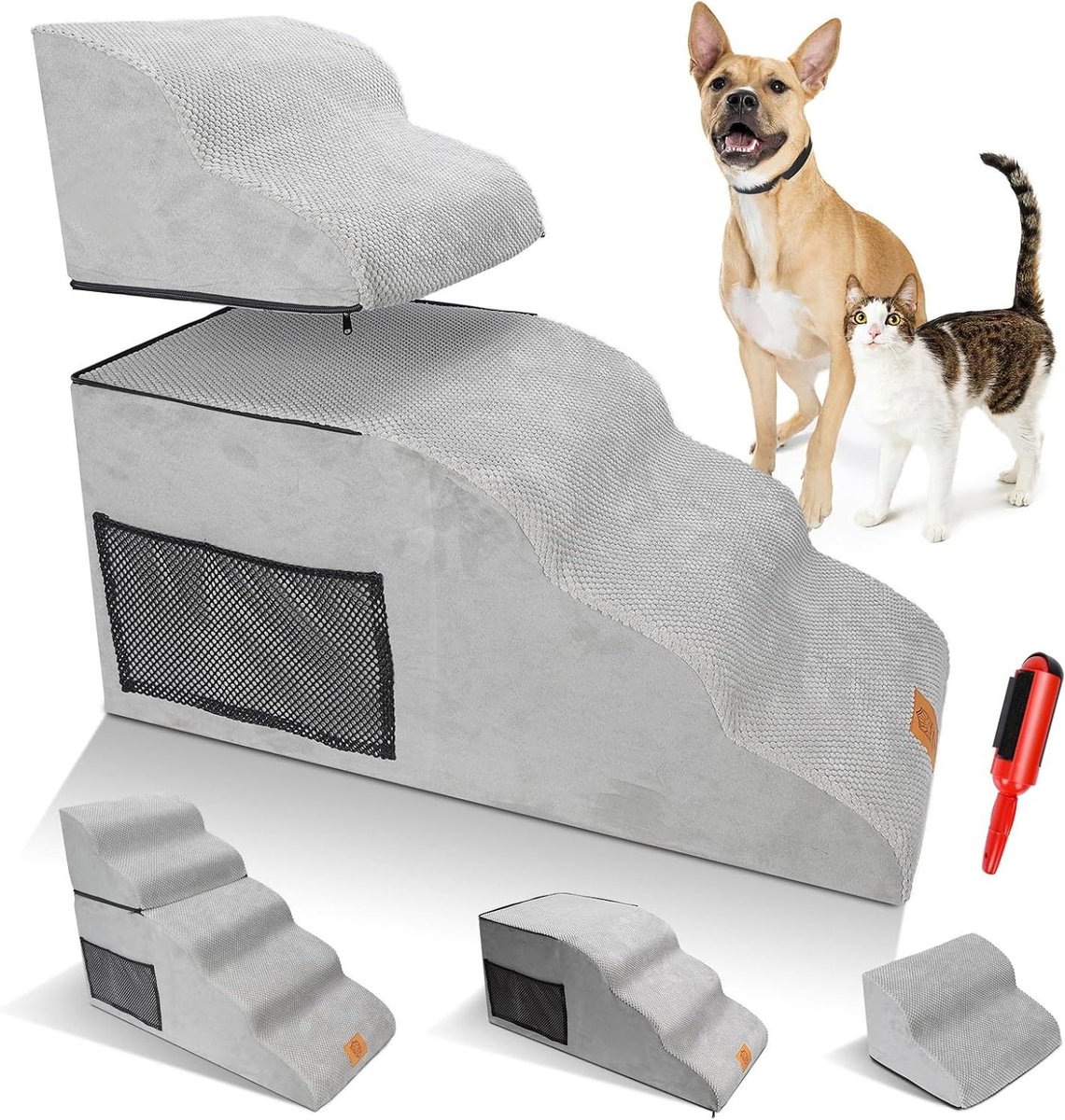 5-traps antislip hondentrap voor bedbank hoge dichtheid schuim huisdiertrap met afneembare wasbare hoes voor kleine honden katten en oudere huisdieren 2/3/5 treden 80 x 40 x .