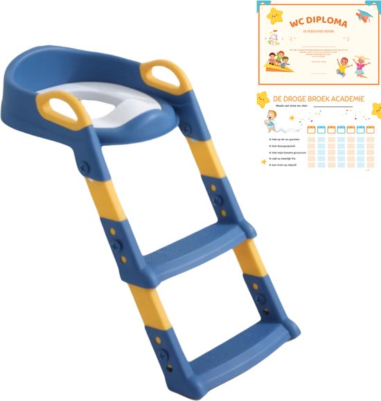 Réducteur de toilettes GoudenGracht - Pot pour tout-petits - Réducteur de toilettes avec marche - Pot - Apprentissage de la propreté - Diplôme de toilette - Blauw