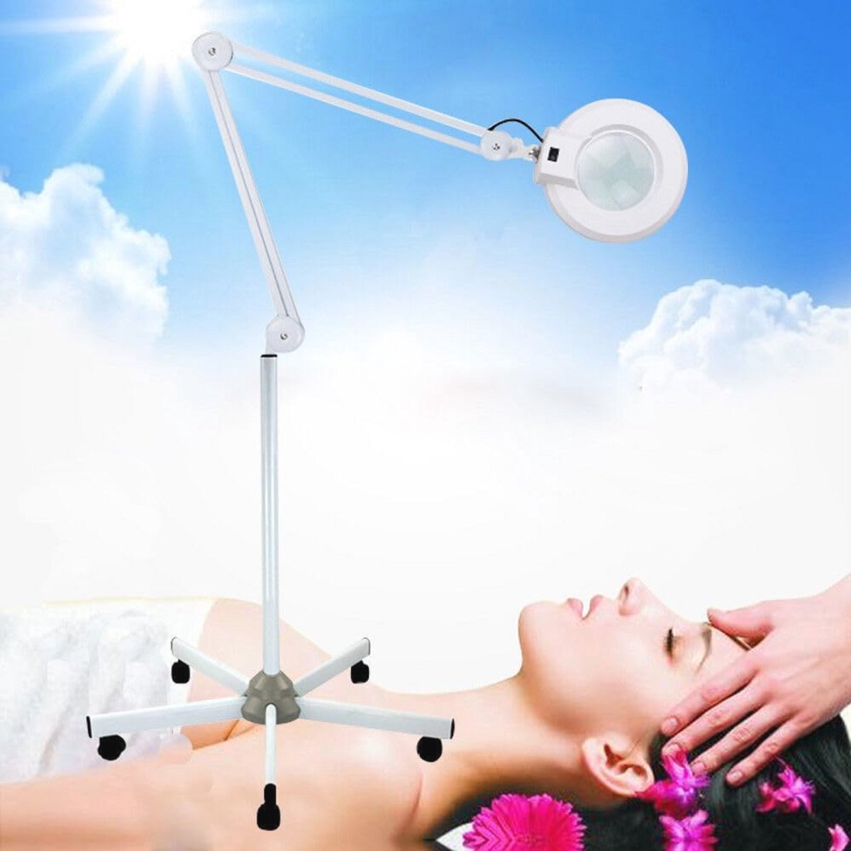Vergrootlamp met Licht en Verstelbare Arm - 8x Vergroting LED Tafellamp voor Cosmeticastudio