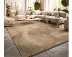 Woonkamer korte pool effen modern design wasbaar 160 x 220 cm Vierkant 160 x 220 cm Vierkant bruin