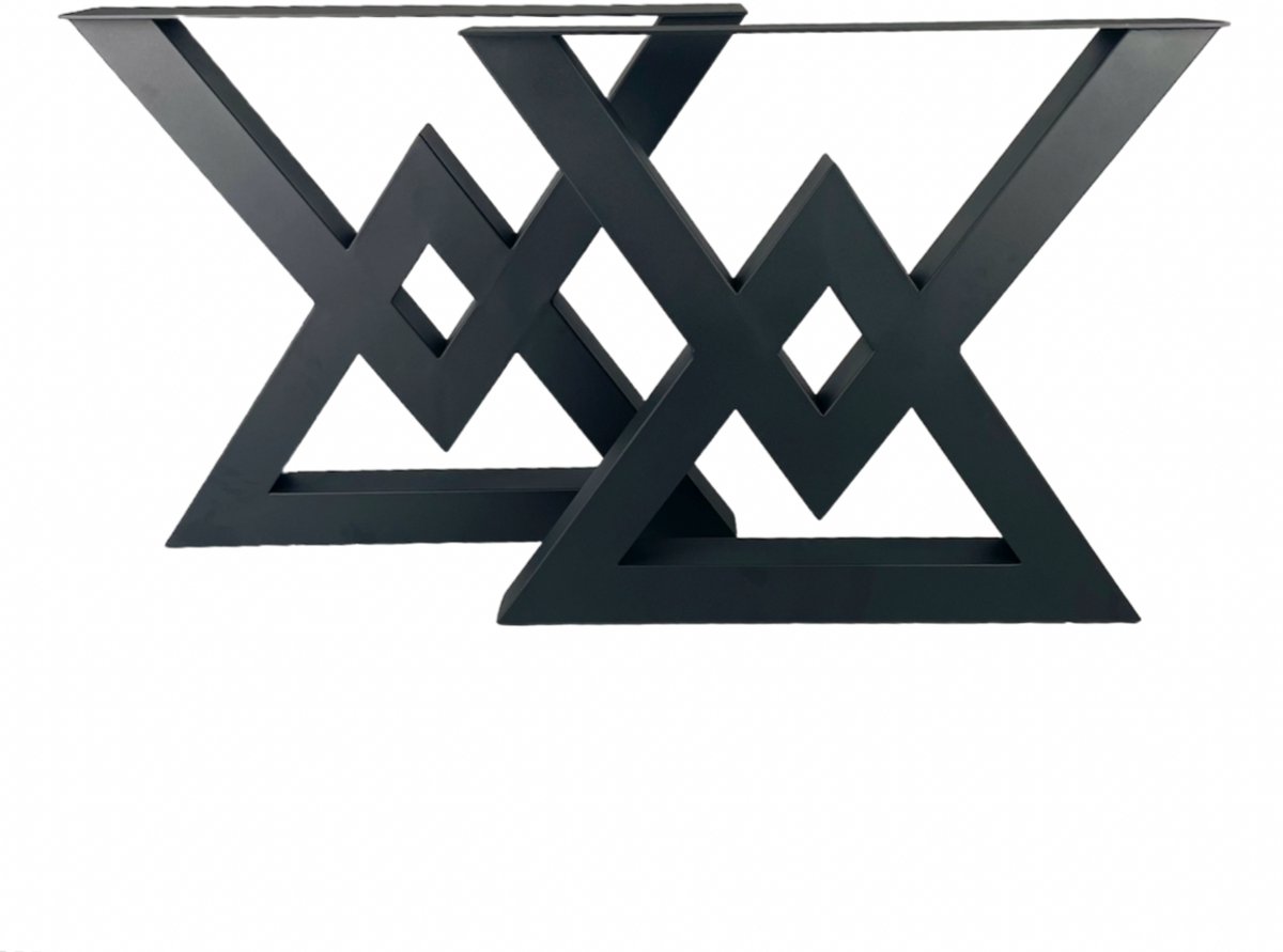 Blackwood Tafels Stalen Zwart Gepoedercoate Diamond Poot - 2 Stuks - 72 Hoog - Uniek Ontwerp - Tafelpoot