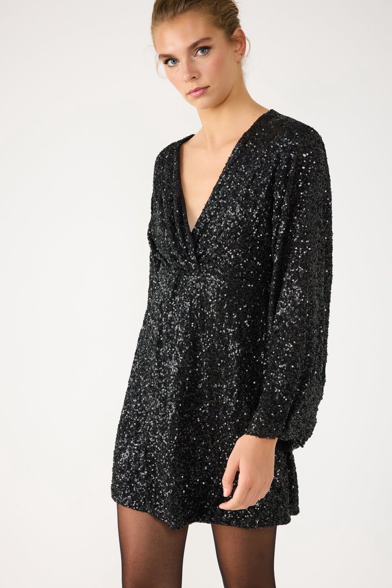 Mini-robe croisée à paillettes