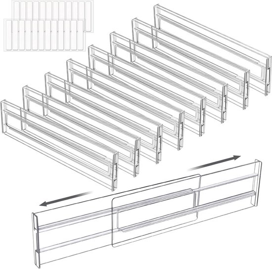 Decopatent Set van 4 Stuks Ladeverdelers Uitschuifbaar van 34 -> 43.5