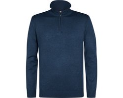 Petrol Industries - Heren Gebreide Half-Zip Trui Lexington - Blauw - Maat XXL