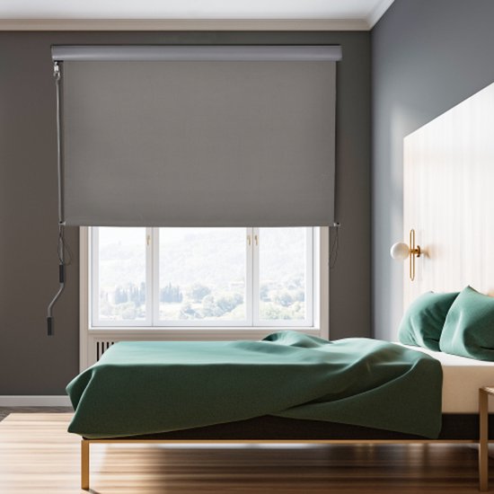 Brise-soleil vertical et brise-vue, manivelle, polyester + aluminium, gris, 140x250cm