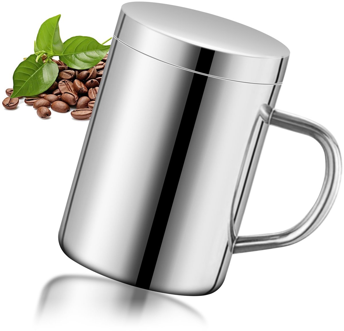 Ibenzoa® Dubbelwandige Koffiebeker van Roestvrij Staal met Antiverbranding en Deksels – Ideaal voor Outdoor en Dagelijks Gebruik