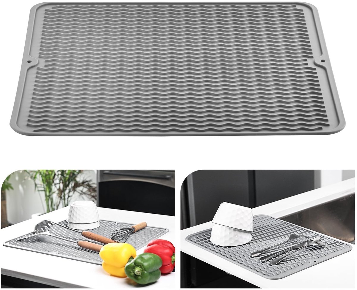 Ibenzoa® Siliconen Afdruipmat - 40 x 50 cm - Hittebestendig & Antislip