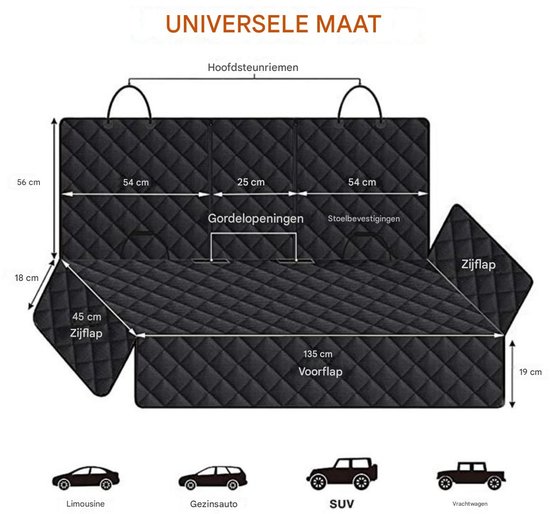 Duurzame autostoelhoes - Hondendeken Auto - Beschermhoes & Hondenkleed - voor de achterbank van de hond - Krasbestendig en waterdicht - Zwart van Merkloos — afbeelding 5