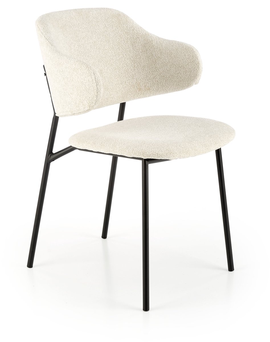HALMAR K497 - Eetkamerstoel - Creme - Tapijt - Zwarte Stalen Constructie