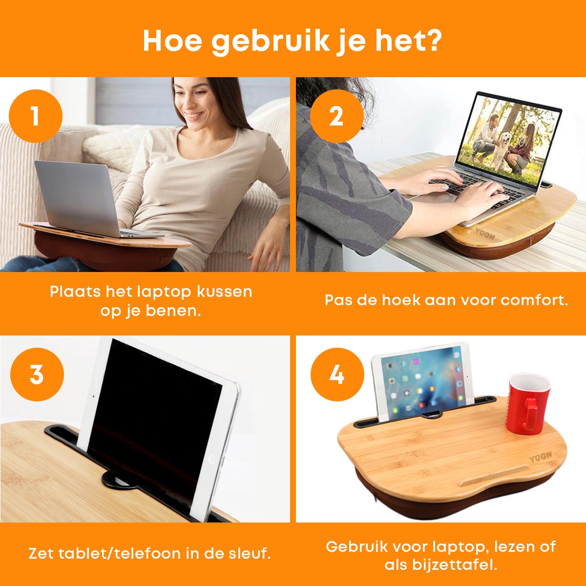 EveryGem YUGN Laptopkussen 15 Inch - Bamboe Laptop Kussen thumbnail 6