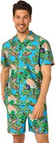 OppoSuits Minecraft Heren Summer Set - Shirt en Short - Zomer Outfit - Volwassenen - Mannen - Festival - Groen - Maat XXL