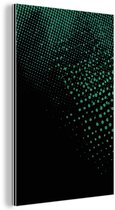 Aluminium schilderij 120x180 cm - Wanddecoratie metaal - Stippen - Groen - Vervagen - Metalen muurdecoratie woonkamer - Decoratie industrieel - Foto op dibond - Industriële accessoires slaapkamer