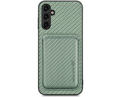 Carbon Hoesje met Magnetische Kaarthouder Groen Geschikt voor Samsung Galaxy A54