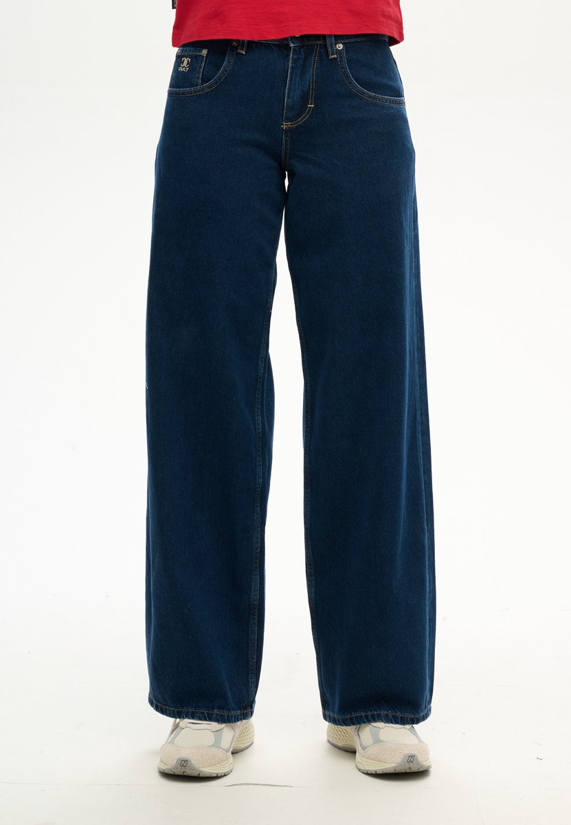 Superdry Cult baggy jeans met halfhoge taille Dames Jeans Blauw