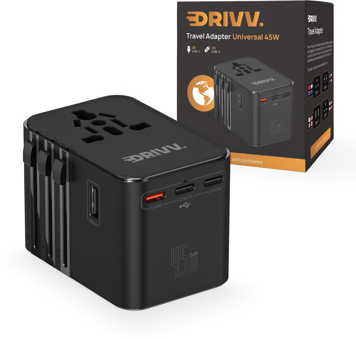 Drivv. Wereldstekker 45W