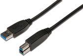 Digitus USB-kabel USB 3.2 Gen1 (USB 3.0 / USB 3.1 Gen1) USB-A stekker, USB-B stekker 1.80 m Zwart Rond, Afgeschermd (drievoudig)
