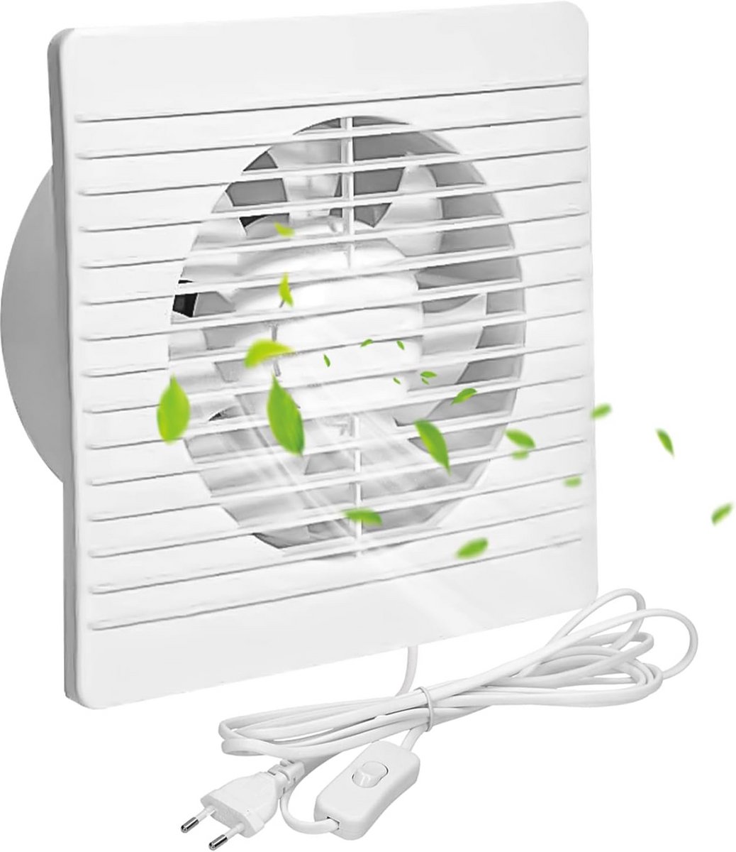 100 mm Wandmontage Badkamerventilator - Geruisloze Ventilatie voor Keuken en Badkamer