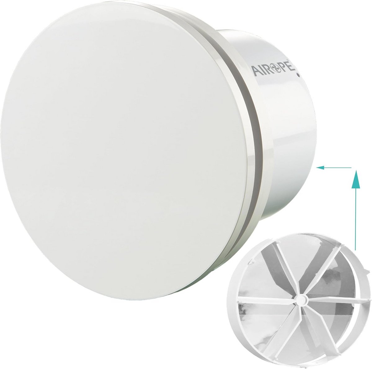 Afvoerventilator 100 mm voor badkamer, keuken en toilet - Stille wandventilator met terugslagventiel en laag energieverbruik