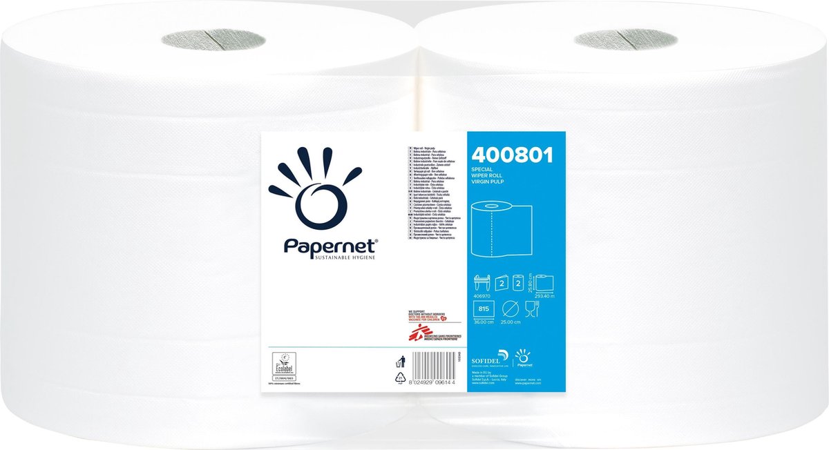 Papernet 400801 papieren handdoek 815 vel Cellulose Wit 293,4 m