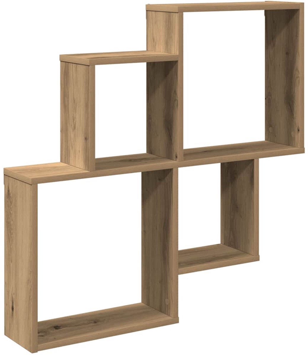 vidaXL Wandschap - 80x15x78,5 - cm - bewerkt - hout - artisanaal - eikenkleurig artisan eiken