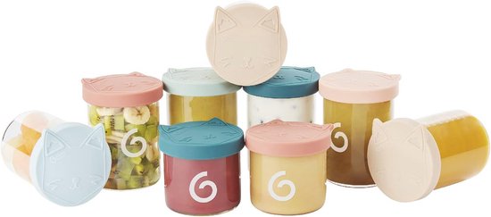 Bruine glazen potjes set van 2 - 180 ml, zalf- en crèmepotjes met etiketten