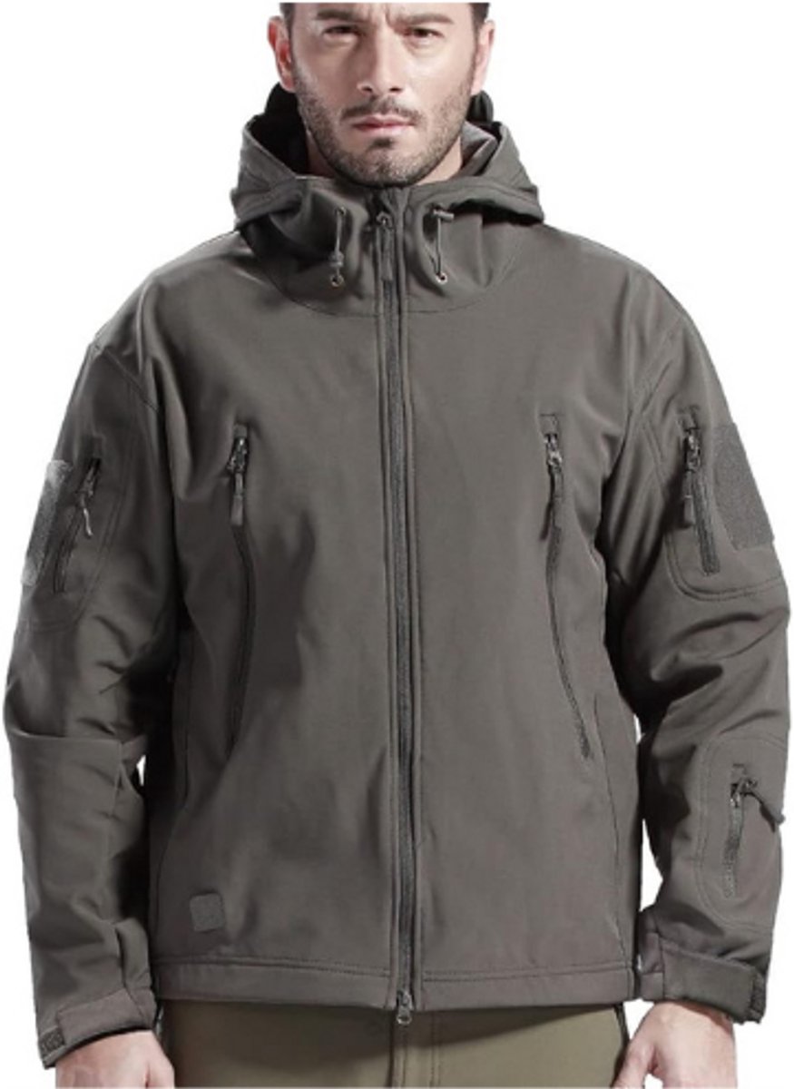 Heren Winter Waterdichte Jas Softshell Jassen Fleece Voering Running Jacht Jas Met Capuchon Outdoor Jas Zwart