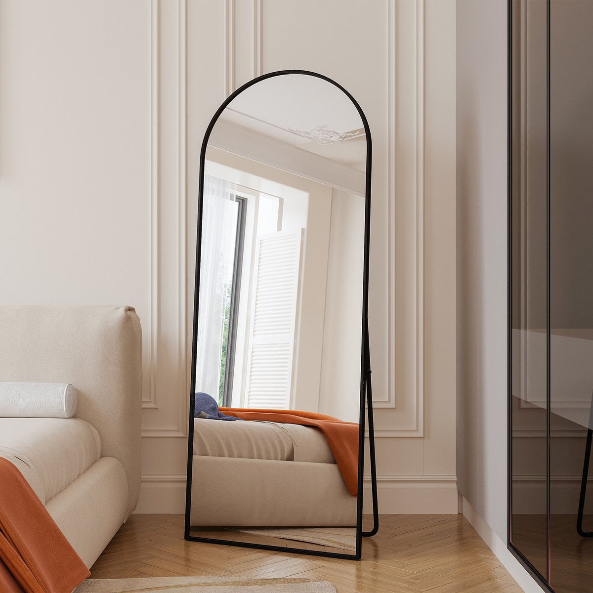 Luxaliving Passpiegel - Half Ovaal - Zwart - Metaal - Veiligheidsglas