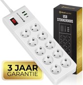 Bol.com MostEssential Premium 13-Voudige Stekkerdoos - Stekkerdoos met Schakelaar - Stekkerdoos met USB - USB-C 20W Snellader - ... aanbieding