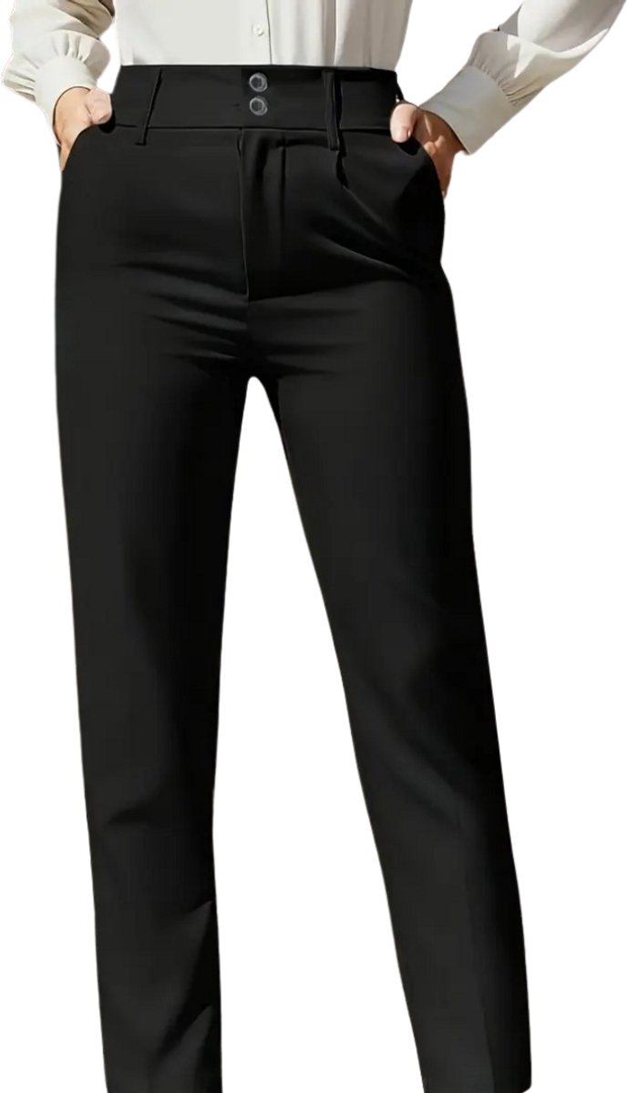 Nivard Pantalon Dames Chino Golfbroek Nette Broek Met Elastische Tailleband Volwassenen Zwart