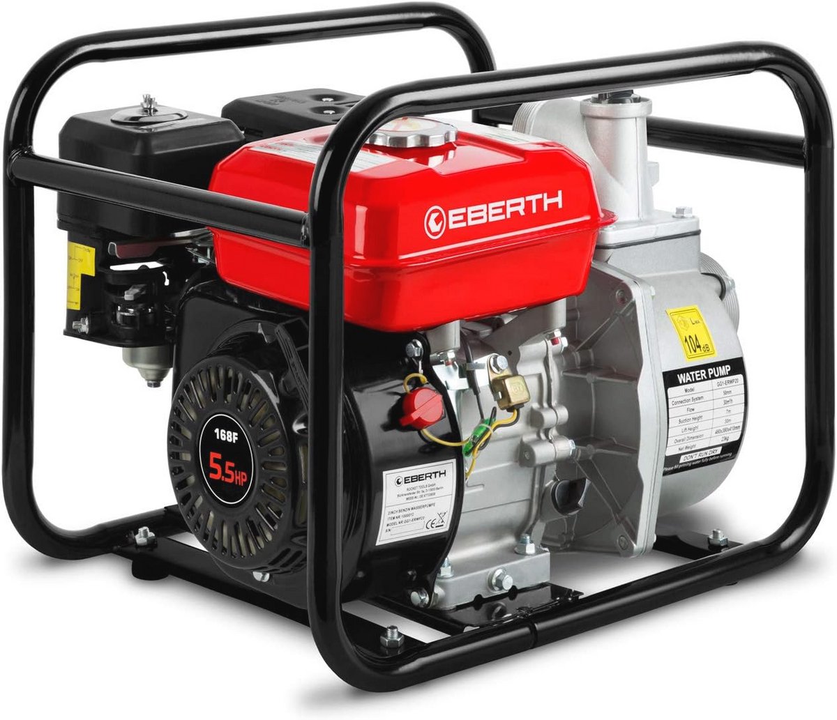Benzine Waterpomp 30.000 l/h met 5,5 PK Motor - Mobiel & Veelzijdig voor Tuin en Stations
