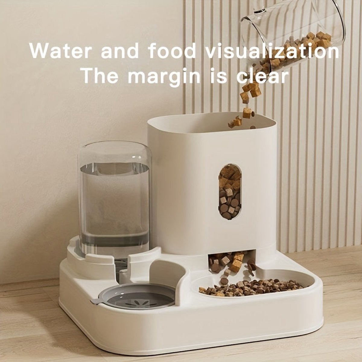 Afbeelding 3 van Huisdieren Automatische Voer en Waterbak 2 in 1 - Wit / Geel - Geschikt voor Honden en Katten - Automatische Voerbak - Automatische Waterbak - Huisdier Voerbak - Huisdier Waterbak