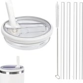Nordivar - Lekvrij deksel voor Stanley Cup - Vervanging voor Flip Straw Lid - Passend voor Stanley Quencher 1.2L met 4 rietjes