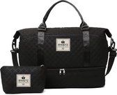 55x35x25 Reistas Set Maximaal tot 55x40x25 cm - Inclusief Bijpassende Toilettas - Met Smart-Sleeve voor op een Koffer - 55 x 40 x 25 Nieuwe Transavia & 55 x 35 x 25 KLM Maat - Zwart