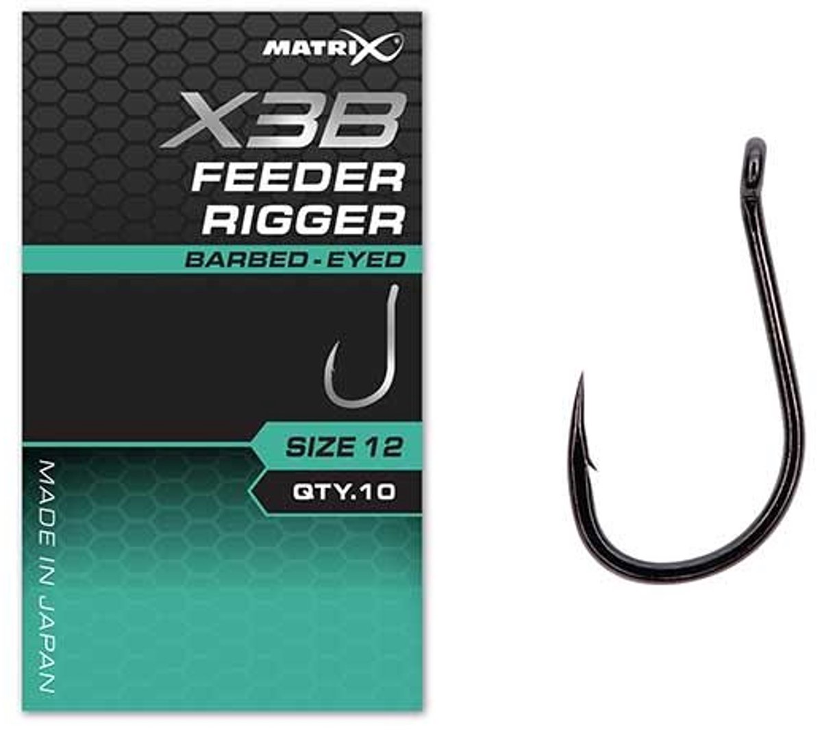 Matrix X3B Feeder Rigger Eyed-Barbed (10 pcs) - Maat : 14