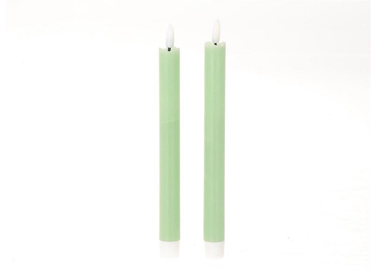Natural Living Dinerkaarsen LED Groen - Set van 2 - Flikkerende Kaarsen